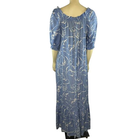 Vintage Hilo Hattie dress made in Hawaii blue & white Floral Cotton size medium - Picture 9 of 13